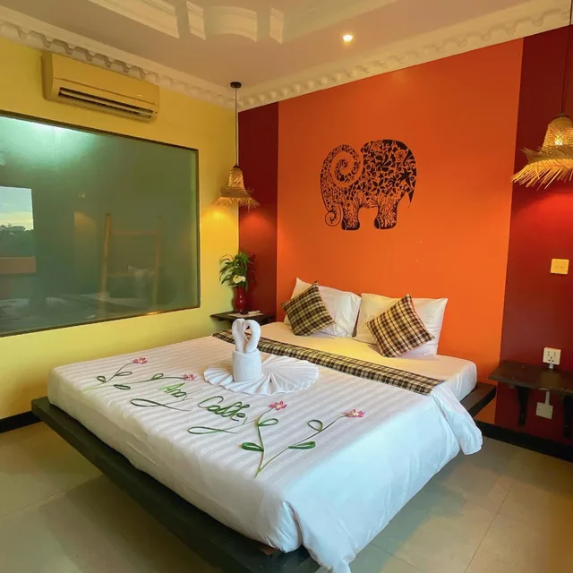 غرفة ديلوكس بسرير مزدوج بشرفة، Central Indochine D Angkor Hotel 3/10