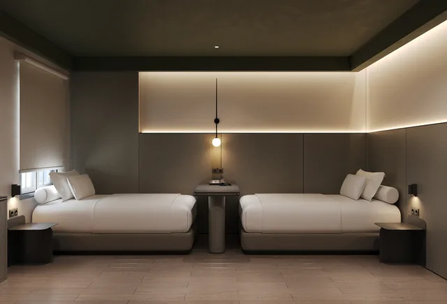 غرفة بسريرين منفصلين بإطلالة على المدينة، PureJoy Hotel Saigon - Premium 2/4