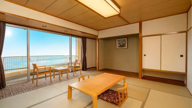 غرفة يابانية بإطلالة على البحر بأرضية تاتامي، Kamenoi Hotel Kujukuri 1/1