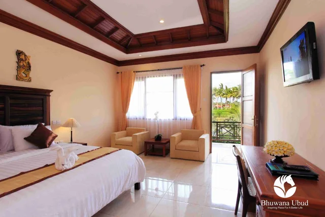 غرفة ديلوكس بسرير كينج بإطلالة على الحديقة، Bhuwana Ubud Hotel 1/10