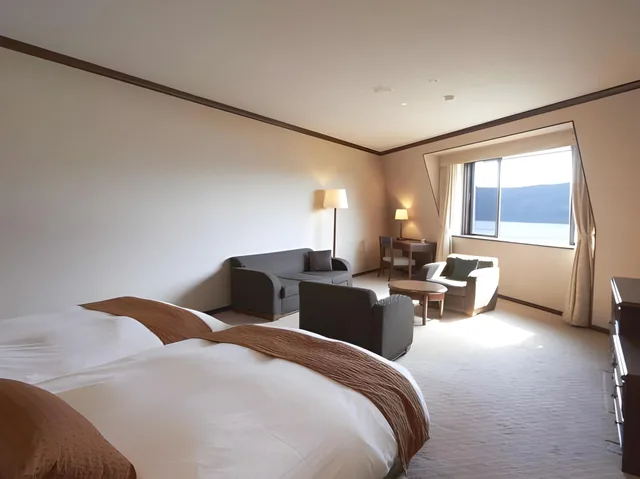 غرفة ديلوكس بسريرين منفصلين بإطلالة على الجبل، Hotel de Yama, Hakone Lakeside 1/1