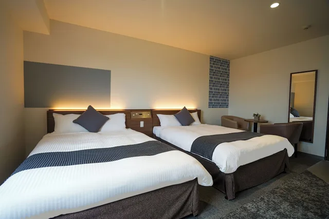 Room, 2 Double Beds, Hotel New Gaea Nishikumamoto Ekimae 1/3
