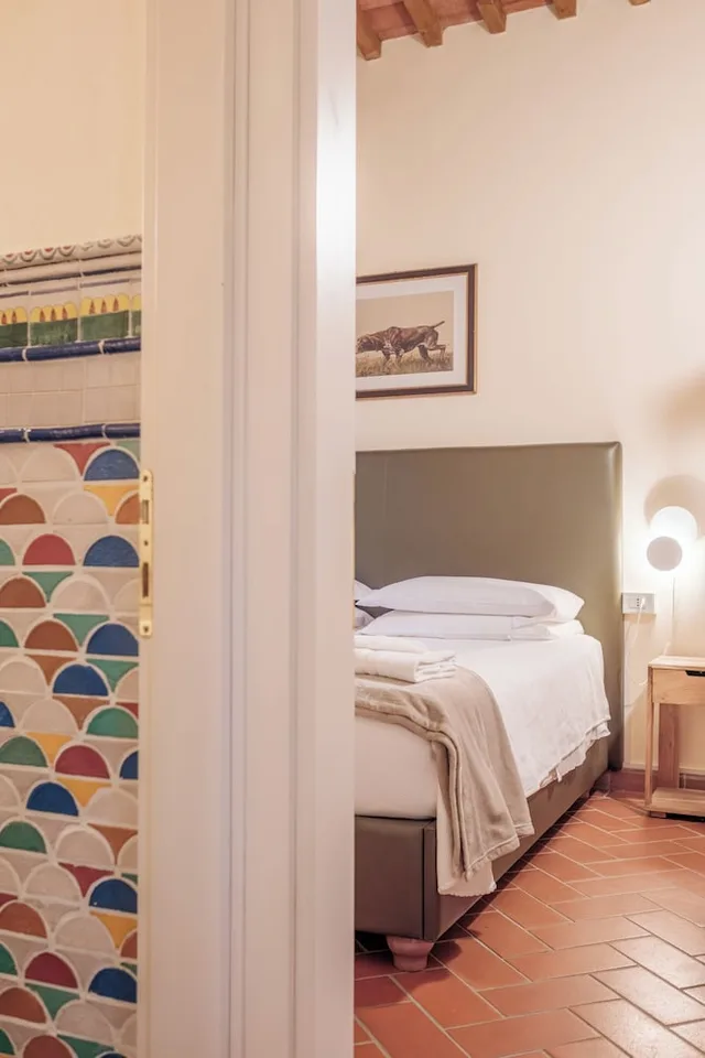 غرفة عائلية بسريرين كينج بإطلالة على الحديقة مع أريكة، Villa Castiglione 8/10