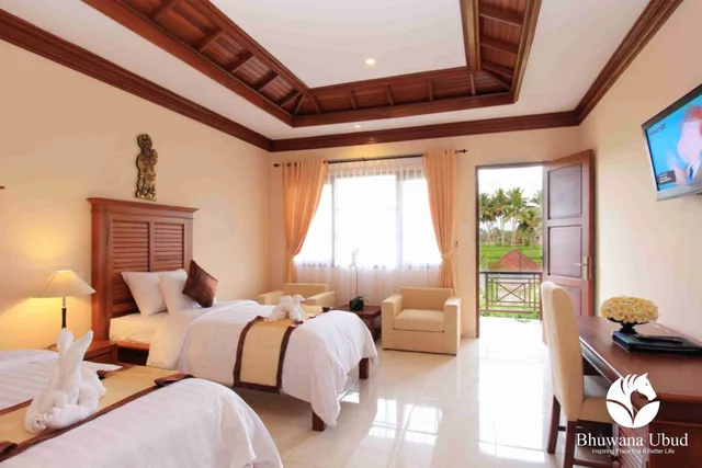 غرفة ديلوكس بسرير كينج بإطلالة على الحديقة، Bhuwana Ubud Hotel 3/10
