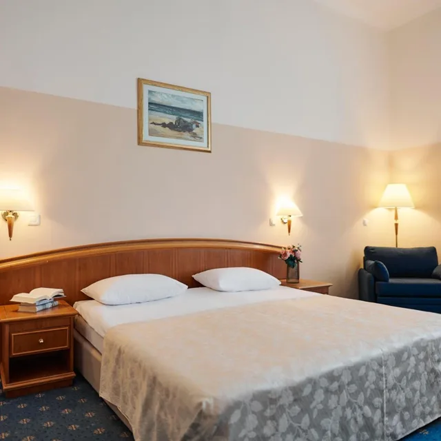 غرفة قياسية بسرير مزدوج أو سريرين منفصلين بإطلالة على البحر بشرفة، Hotel Lovran 1/7