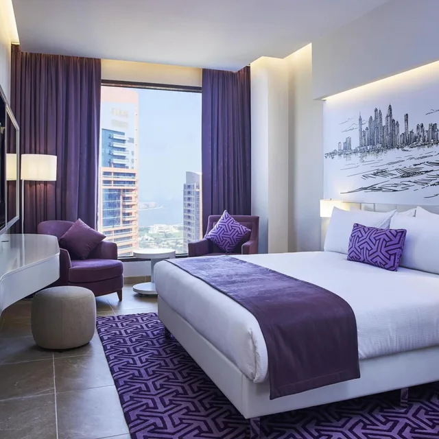 شقة ديلوكس بسرير كينج وسريرين منفصلين بإطلالة على المدينة بغرفتي نوم، Mercure Dubai Barsha Heights Hotel Suites and Apartments 8/13