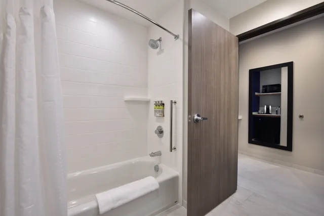 غرفة قياسية بسرير كينج بحوض استحمام لذوي الإعاقة، Holiday Inn Express and Suites Houston North Woodlands Area 4/4