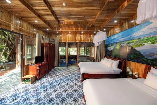 غرفة عائلية بسريرين كينج بمسبح خاص، Mua Cave Ecolodge 1/2