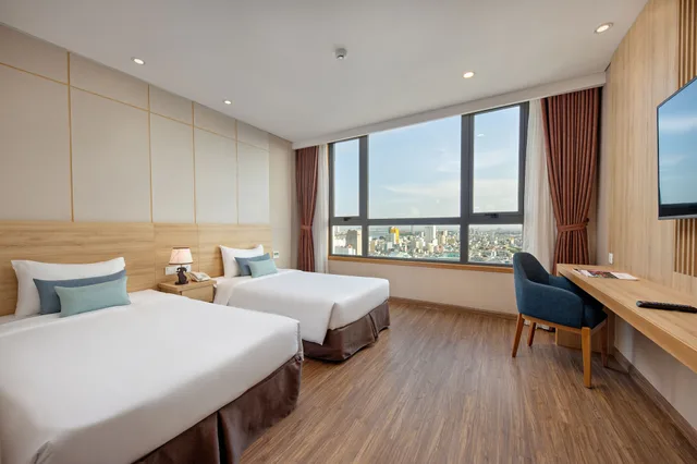 غرفة غراند بسريرين منفصلين بإطلالة على المدينة، G8 Luxury Hotel and Spa Da Nang 3/4