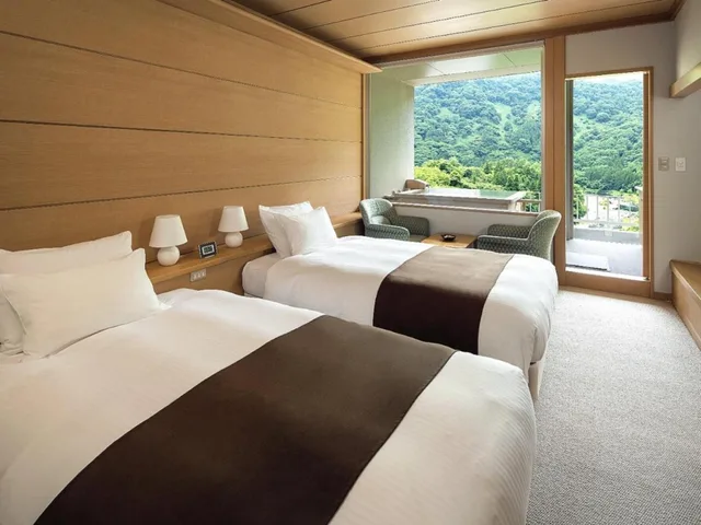 Twin Beds, Valley View, Outdoor Bath، Marumine Kanko Hotel 2/4