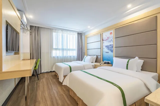 غرفة بسريرين منفصلين بإطلالة، Greentree Inn Huangshan She County Huizhou Ancient City Middle Huangshan Road Hotel 2/3