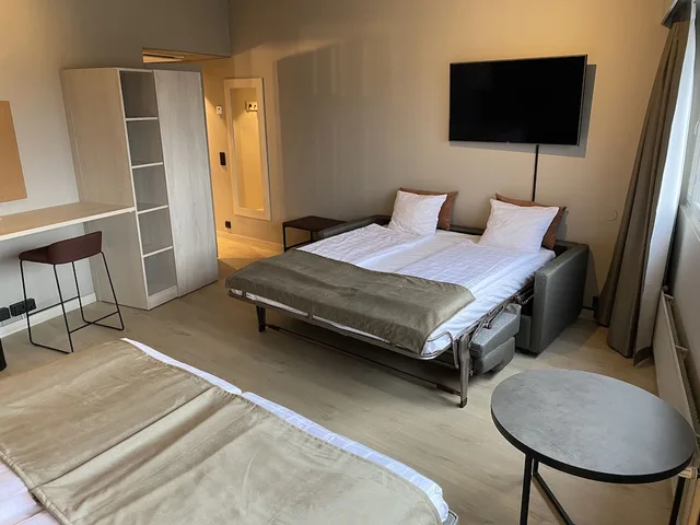 Family, King Bed, Sofa, Kitchenette, Skyline Airport Hotel 2/4