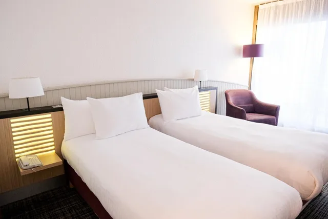 غرفة بسريرين منفصلين بإطلالة على المسبح، Thalazur Antibes - Hotel & Spa 2/2