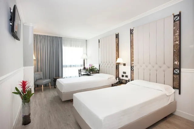 غرفة قياسية بسريرين منفصلين بإطلالة على المدينة بحمام خاص، Hotel Gran Via Logroño 2/6