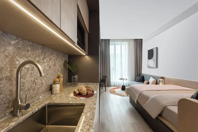 استوديو تنفيذي بسرير كوين، base-Sanlitun Serviced Apartment 2/4
