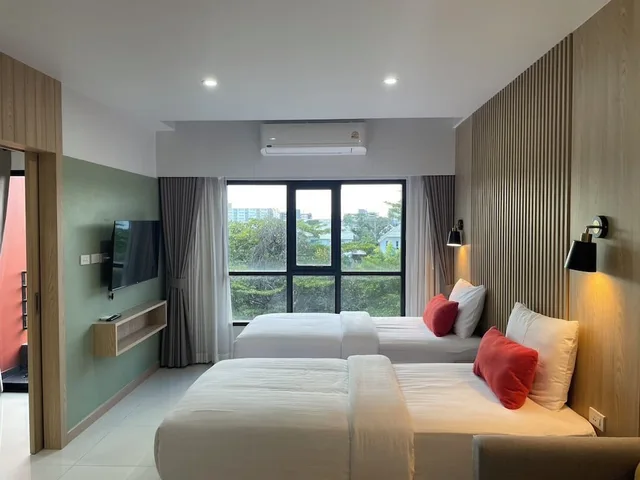 غرفة متصلة ديلوكس بسرير كوين وسريرين منفصلين، Bangkok Mystay Hotel Rangsit 3/10