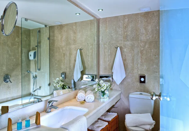غرفة بسرير مزدوج وسرير فردي بإطلالة على الحديقة، Apollonia Beach Resort and Spa 4/4