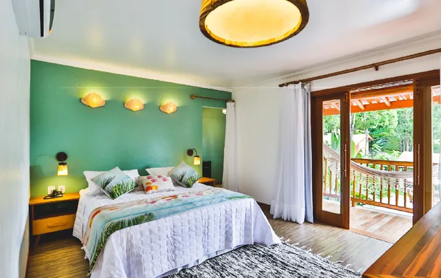 غرفة بريميوم بسرير كوين بإطلالة على الحديقة بغرفة نوم واحدة في الطابق الأرضي، Pousada Paraiso Ecologico 3/10