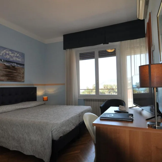 غرفة بسرير مزدوج أو سريرين منفصلين بإطلالة على البحر بشرفة، Hotel Sole Mare 5/10