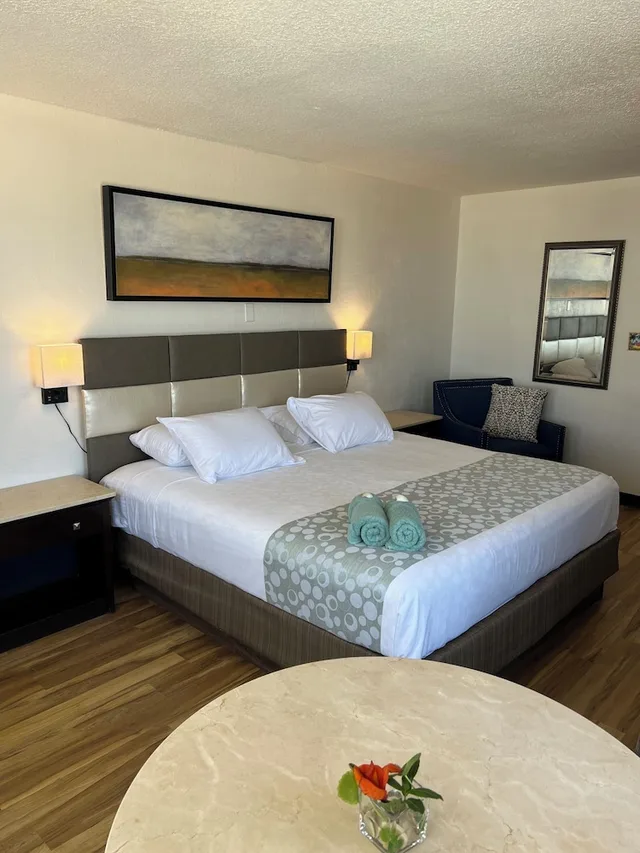 غرفة بسرير كينج بمطبخ صغير، Flamingo Inn 2/10