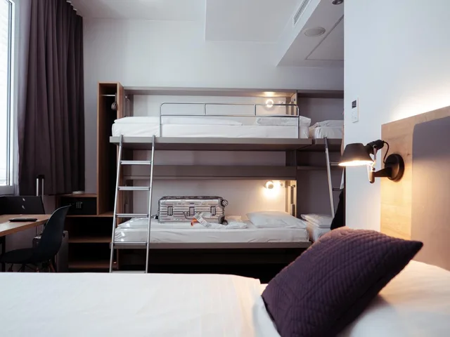 غرفة رباعية بسرير بطابقين وسرير كوين، Aletto Kudamm Hotel Hostel 2/2