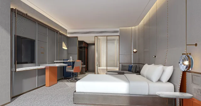 غرفة قياسية بسرير كينج مع دخول صالة النادي، Crowne Plaza Qingdao Jinshui 4/8