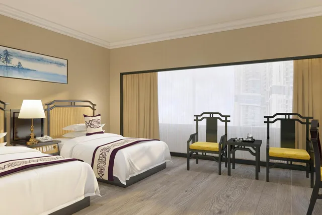 غرفة بسريرين منفصلين بإطلالة على المدينة، Yindo (Grand Jasper) Hotel 2/3