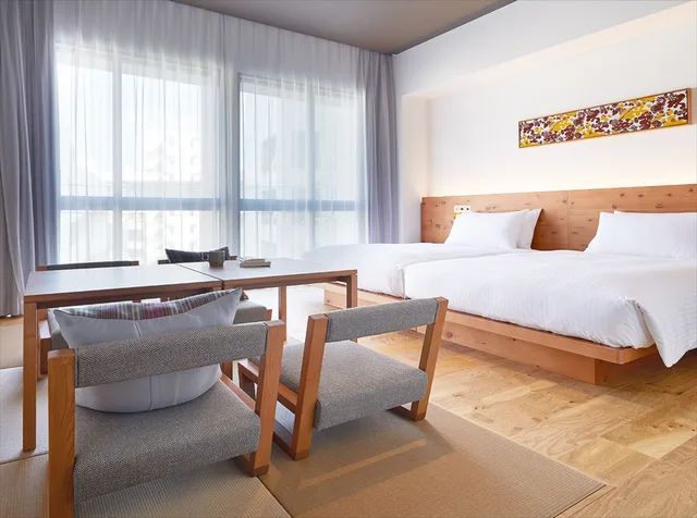 Japanese Western, Twin Beds, 2 Futon Beds, Tatami, Hotel Strata Naha 2/4