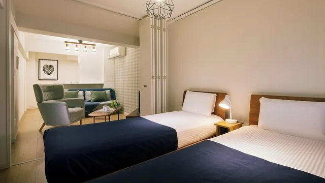 غرفة رباعية بسريرين منفصلين وسرير كوين مع أريكة، Kario Sasazuka Terrace 5/10