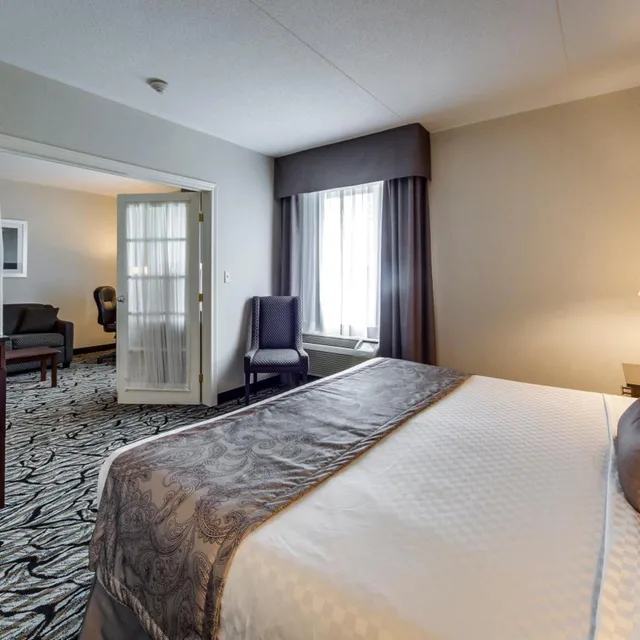 جناح ديلوكس بسرير كينج بمنطقة جلوس بحوض جاكوزي، Monte Carlo Inn Oakville Suites 1/7