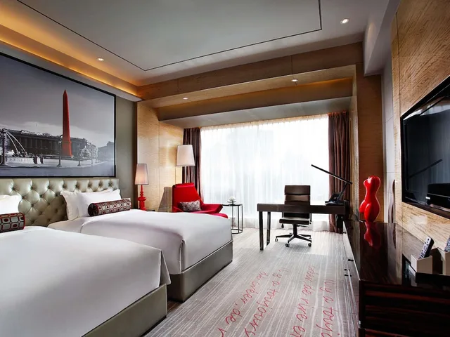 غرفة عائلية بسريرين منفصلين وسرير كينج بإطلالة على المدينة بغرفة نوم واحدة، Sofitel Guangzhou Sunrich 8/10