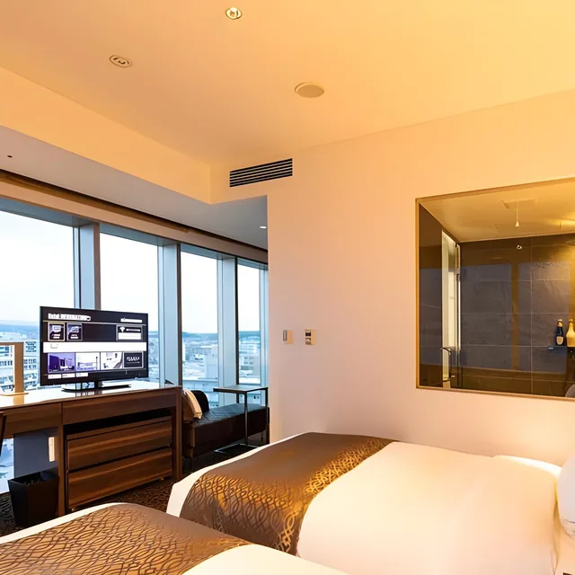 غرفة سوبيريور ركنية بسرير نصف مزدوج وسريرين منفصلين بحوض استحمام، Piazza Hotel Nara 1/1