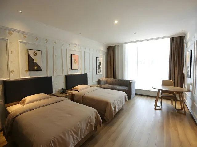 غرفة ديلوكس بسريرين منفصلين، GREENTREE INN HEFEI BAOHE DISTRICT SOUTH RAILWAY STATION DAMO SQAURE HOTEL 1/2
