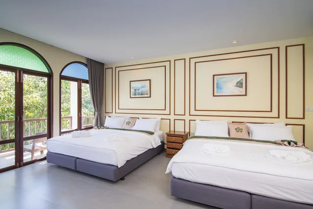 غرفة عائلية بسريرين مزدوجين بإطلالة على الحديقة، Baan Imm Sook Resort 1/10
