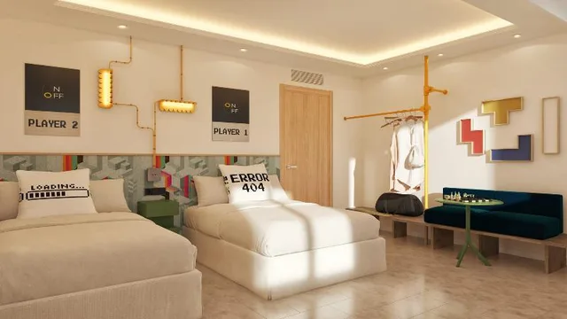 غرفة بسرير مزدوج أو سريرين منفصلين، Hotel Magic Games 1/1