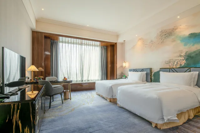 غرفة ديلوكس بسريرين منفصلين بإطلالة على الحديقة، Chateau Star River Shaanxi 1/2
