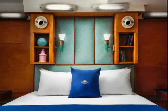 غرفة ديلوكس بسرير مزدوج بإطلالة على المرفأ، The Queen Mary 1/1