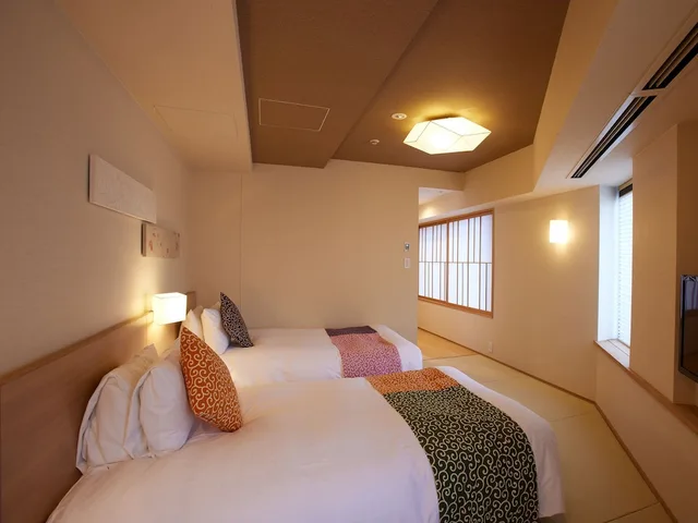 غرفة ركنية بسريرين منفصلين بأرضية تاتامي، Kyoto Hot Spring Hatoya Zuihokaku Hotel 2/7