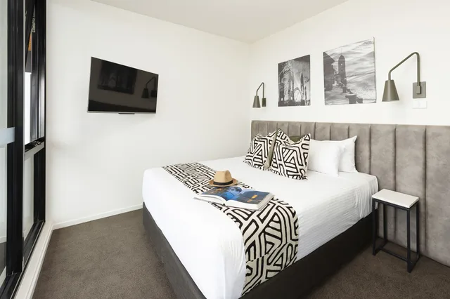 شقة بسرير كينج وسريرين منفصلين بإطلالة على البحر بغرفتي نوم، Oaks R Suites Geelong 2/7