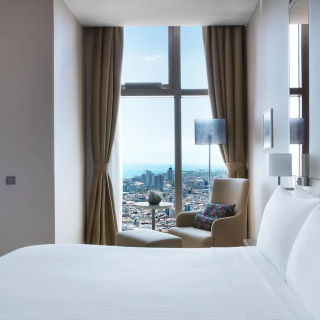 جناح ركني بإطلالة على البحر مع دخول الصالة، Istanbul Marriott Hotel Sisli 3/9