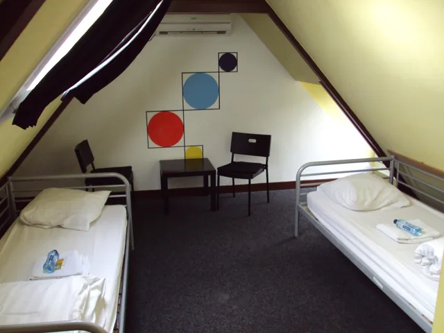 غرفة بسريرين منفصلين بحمام خاص، Flying Pigs Uptown Hostel Amsterdam 1/1