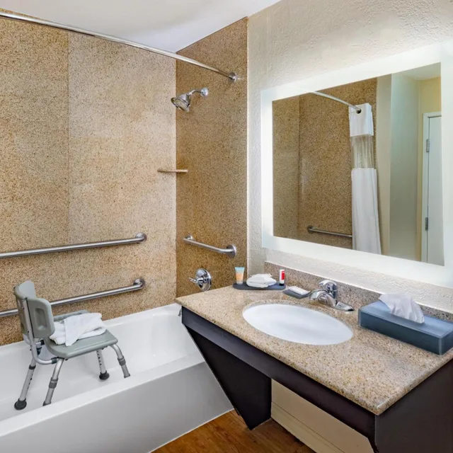 غرفة بسرير كينج بحوض استحمام لذوي الإعاقة، La Quinta Inn & Suites by Wyndham Garland Harbor Point 4/5
