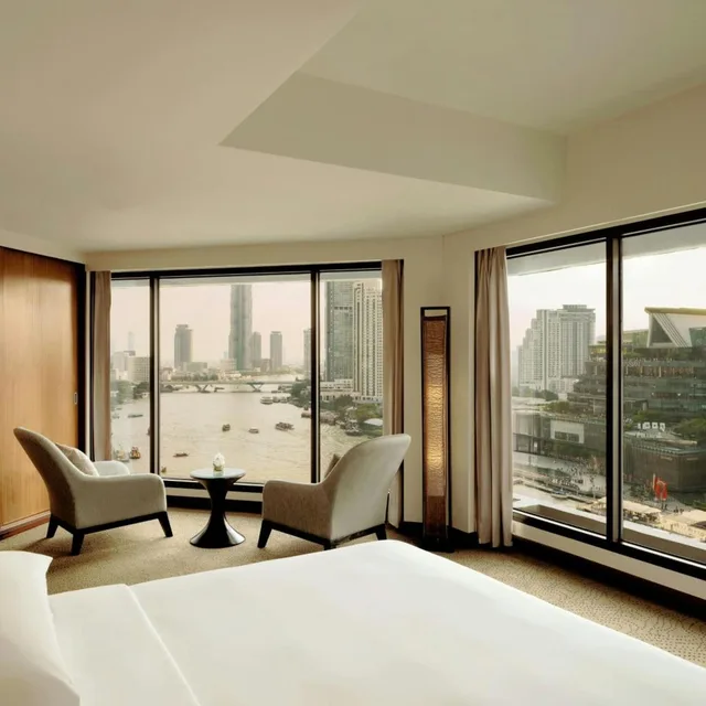 جناح تنفيذي بسرير كينج بإطلالة على النهر بغرفة نوم واحدة مع دخول صالة النادي، Royal Orchid Sheraton Riverside Hotel Bangkok 3/9