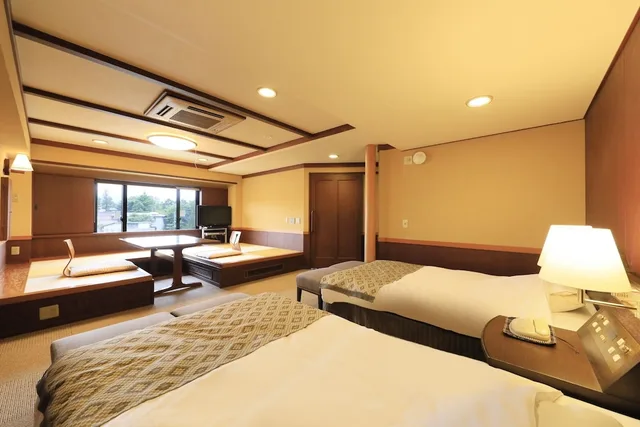 Japanese Western, Twin Beds, 2 Futon Beds, Mountain View, Outdoor Bath, East Wing, Fuji Lake Hotel 4/7