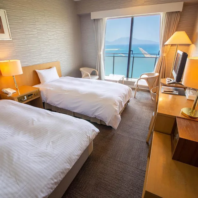 غرفة بسريرين منفصلين، Kokumin Shukusha Marine Terrace Ashiya 1/2