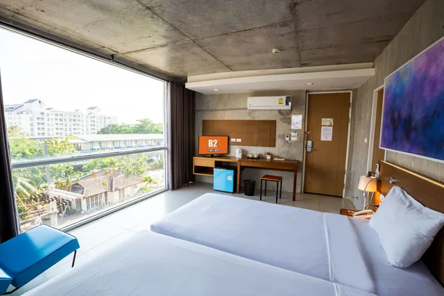 غرفة ديلوكس بسريرين منفصلين بإطلالة على الحديقة، B2 Sea View Pattaya Boutique Budget Hotel 1/2