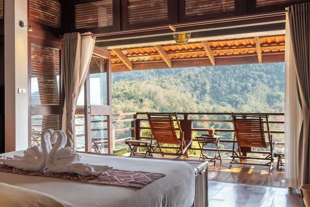 غرفة ديلوكس بسرير مزدوج أو سريرين منفصلين بشرفة، SANCTUARY PAKBENG LODGE 1/1