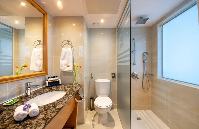 غرفة كلاسيكية بسريرين منفصلين بإطلالة جزئية على البحر، Constantinou Bros Athena Beach Hotel 5/6