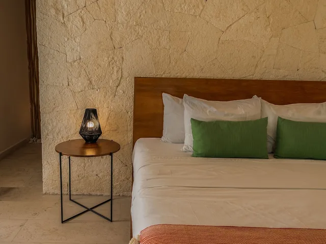 غرفة ديلوكس بسرير كينج بإطلالة على الحديقة بشرفة، Khaban Bacalar Hotel Boutique 8/8