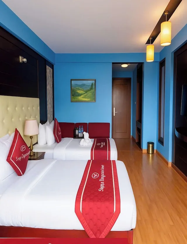 غرفة ديلوكس بسريرين منفصلين بإطلالة على الجبل، Sapa Elegance Hotel 1/10